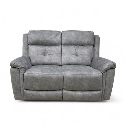 ‘Casimir’ Ashley Grey Marble Velvet Manual Recliner 2 Seater Sofa