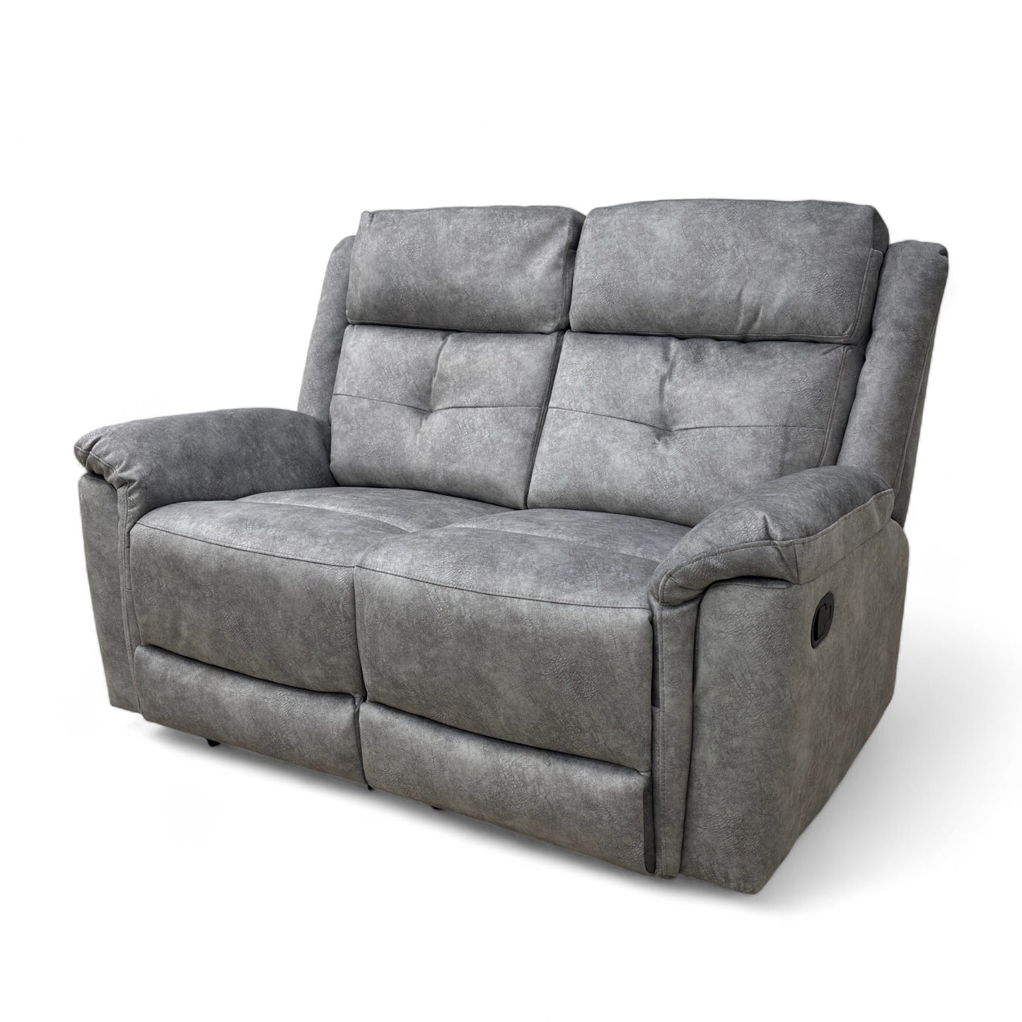 ‘Casimir’ Ashley Grey Marble Velvet Manual Recliner 2 Seater Sofa