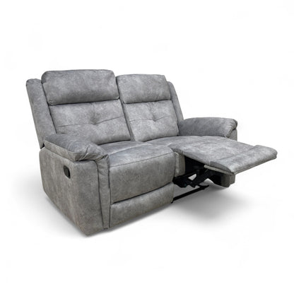 ‘Casimir’ Ashley Grey Marble Velvet Manual Recliner 2 Seater Sofa