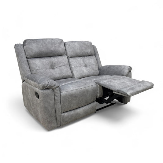 ‘Casimir’ Ashley Grey Marble Velvet Manual Recliner 2 Seater Sofa