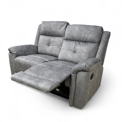 ‘Casimir’ Ashley Grey Marble Velvet Manual Recliner 2 Seater Sofa