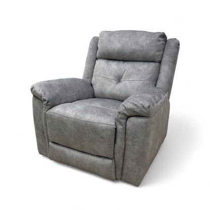 ‘Casimir’ Ashley Grey Marble Velvet Manual Recliner Armchair