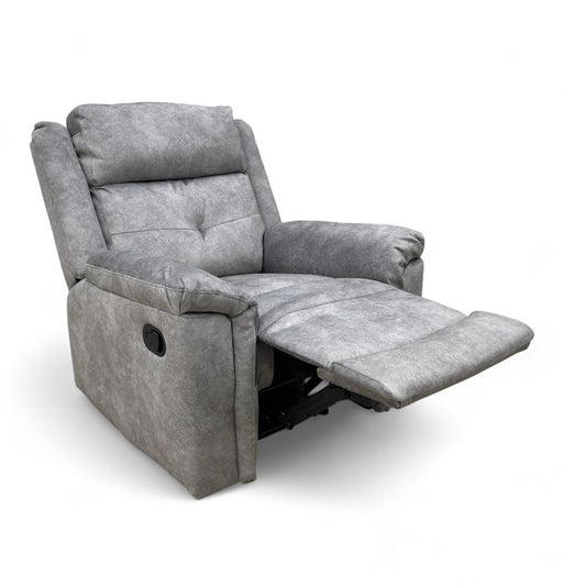 ‘Casimir’ Ashley Grey Marble Velvet Manual Recliner Armchair