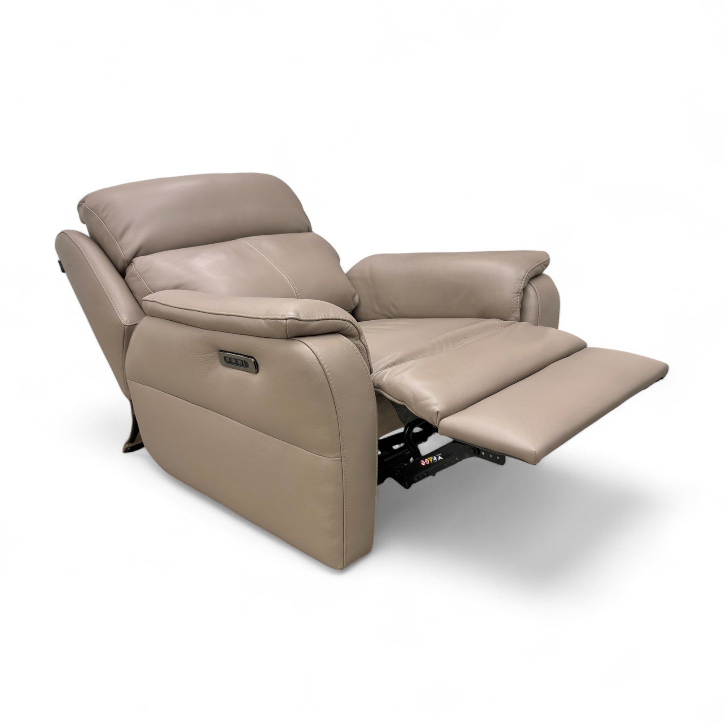Nicoletti ‘Vito’ Botero Taupe 2152 Leather Power Recliner Chair with Power Headrest and Power Lumbar