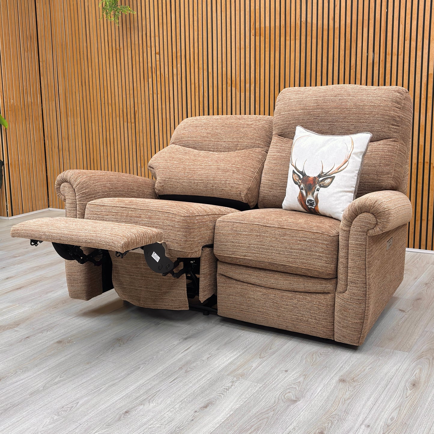 G Plan ‘Avon’ B908 Victoria Ginger Woven Fabric 2 Seater Power Recliner Sofa