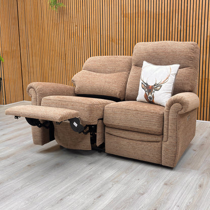 G Plan ‘Avon’ B908 Victoria Ginger Woven Fabric 2 Seater Power Recliner Sofa