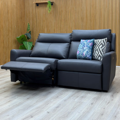G Plan ‘Wren’ L853 Cambridge Slate Grey Leather 2 Cushion 3 Seater Power Recliner Sofa with Power Headrests and Power Lumbar