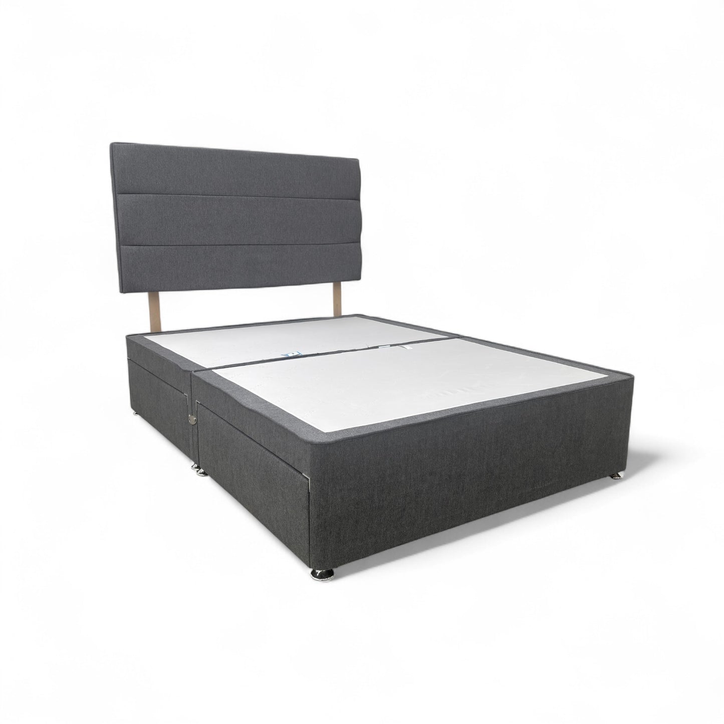 Sleepeezee ‘Jack’ Tweed Grey Fabric 4 Draw Divan Base + Headboard - Double