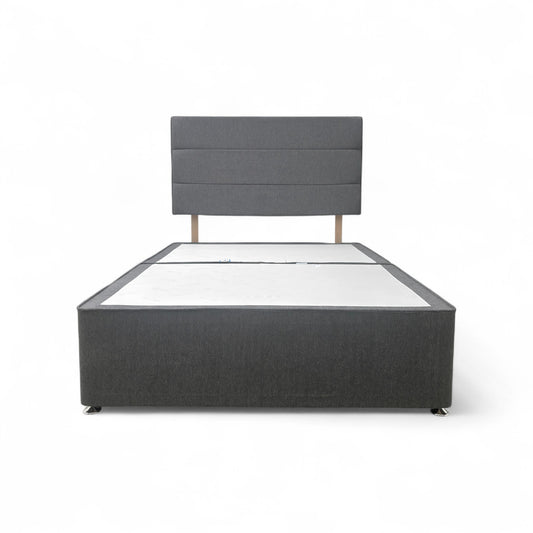 Sleepeezee ‘Jack’ Tweed Grey Fabric 4 Draw Divan Base + Headboard - Double
