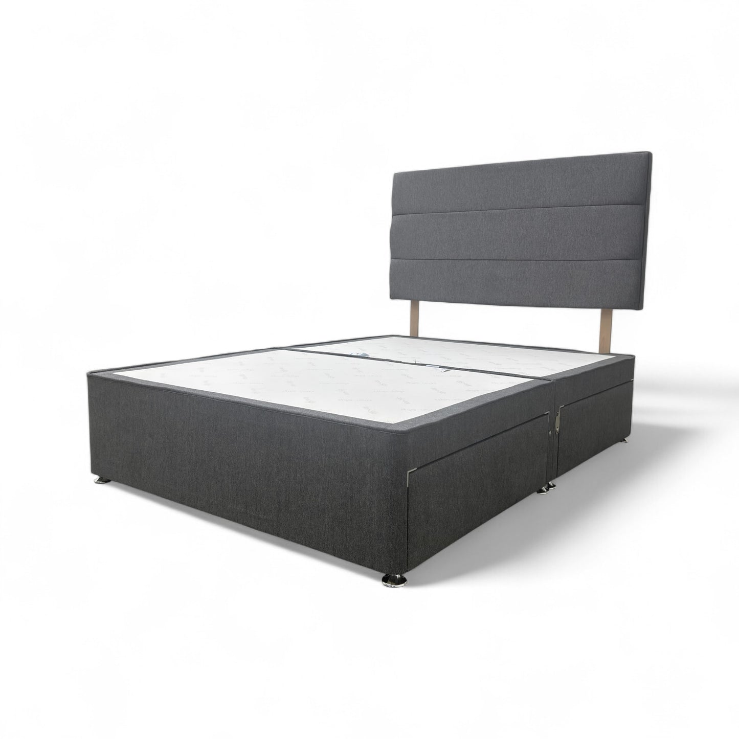 Sleepeezee ‘Jack’ Tweed Grey Fabric 4 Draw Divan Base + Headboard - Double