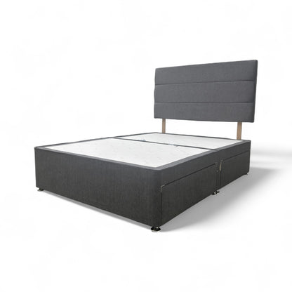 Sleepeezee ‘Jack’ Tweed Grey Fabric 4 Draw Divan Base + Headboard - Double