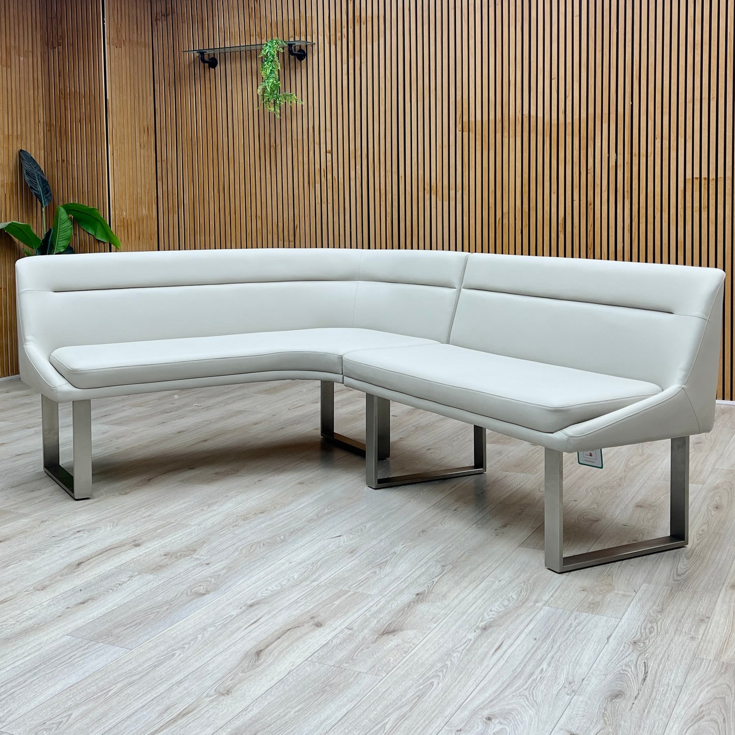 'Avorio' Neutral Faux Leather Left Hand Facing Corner Dining Bench