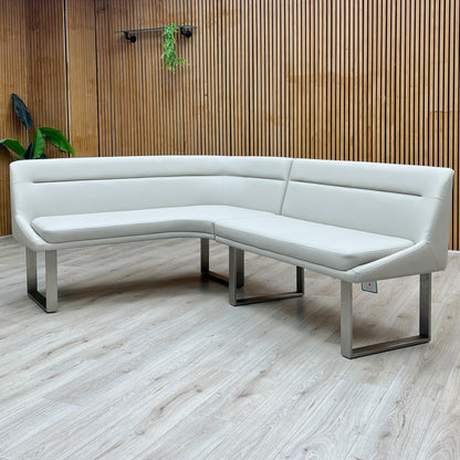 'Avorio' Neutral Faux Leather Left Hand Facing Corner Dining Bench