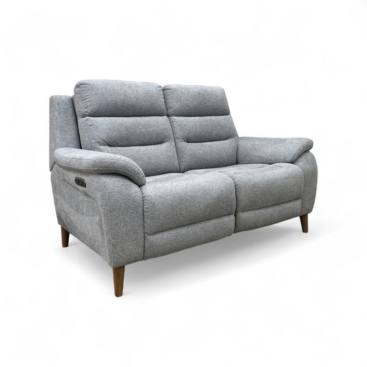 'Miller' Light Grey Tight Weave Fabric Power Recliner 2 Seater Sofa