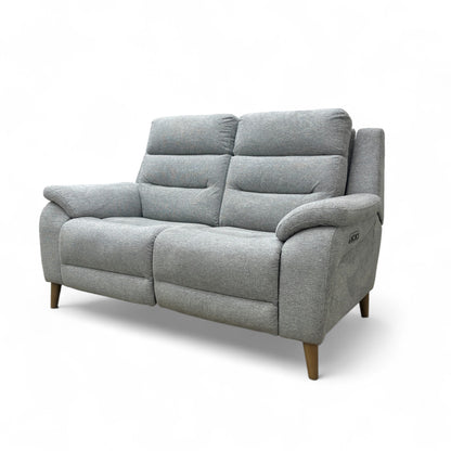 'Miller' Light Grey Tight Weave Fabric Power Recliner 2 Seater Sofa
