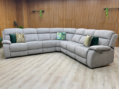 ‘Moreno’ Sfa-Pey-R09 Dove Grey Fabric Large Power Recliner Sofa + Armless Unit + Armless Unit