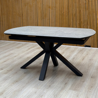 ‘Raul’ Silver Ceramic Top 160cm Swivel Extending Dining Table