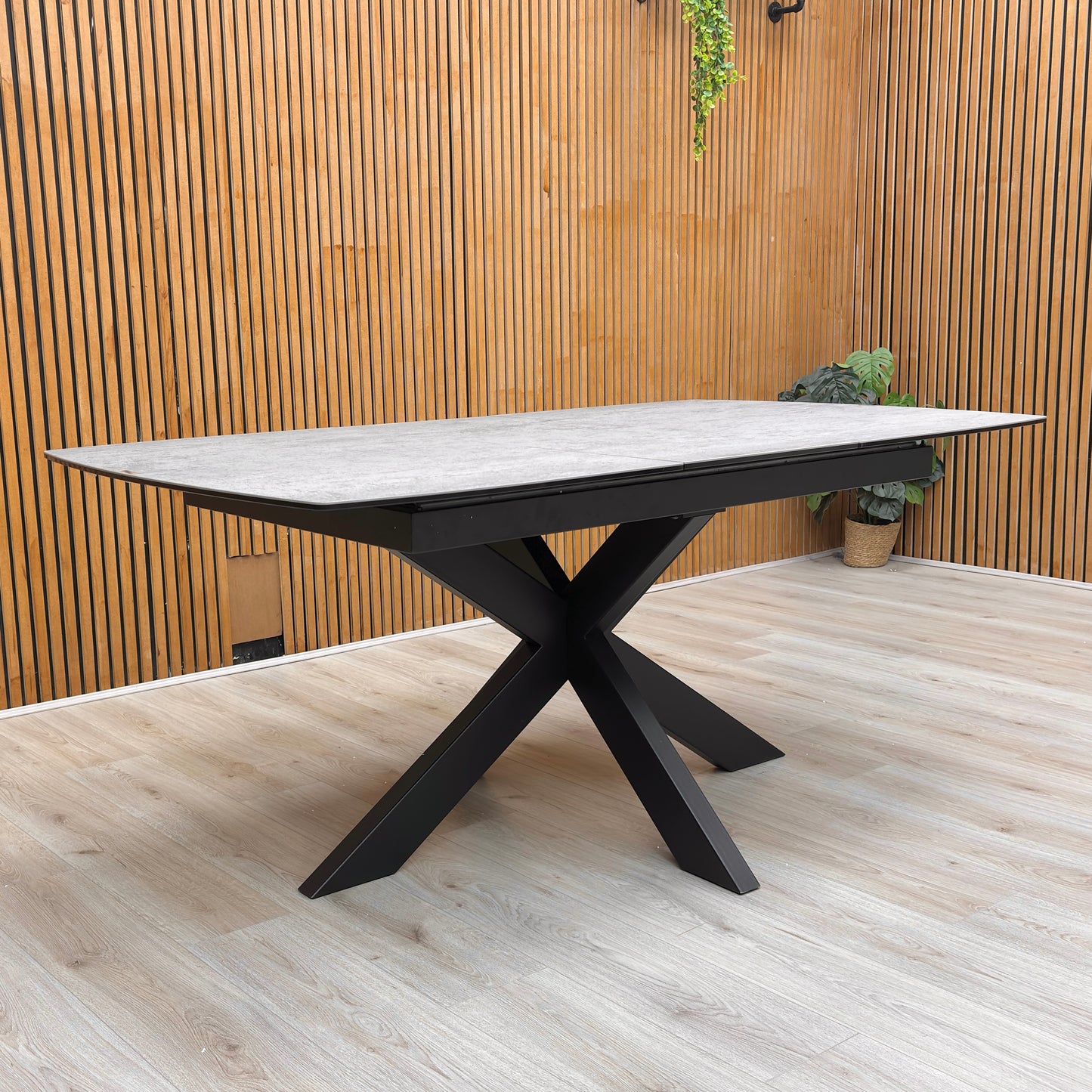 ‘Raul’ Matte Silver Ceramic Top 130cm Pop Up Extending Dining Table