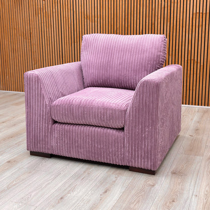 ‘Heydon’ Lilac Purple Marley Jumbo Cord Armchair - product photo 3