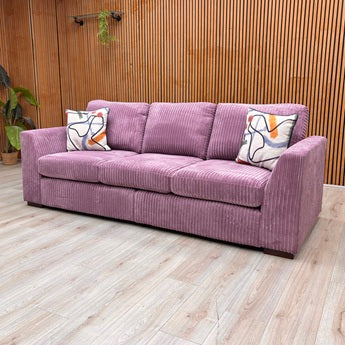 DFS 'Heydon' Lilac Purple Marley Jumbo Cord 4 Seater Split Frame