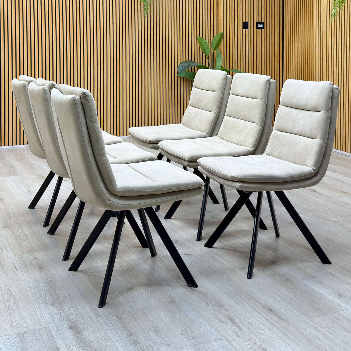 Bodahl ‘Njord’ Sand Beige Fabric Set of 6 Swivel Dining Chairs