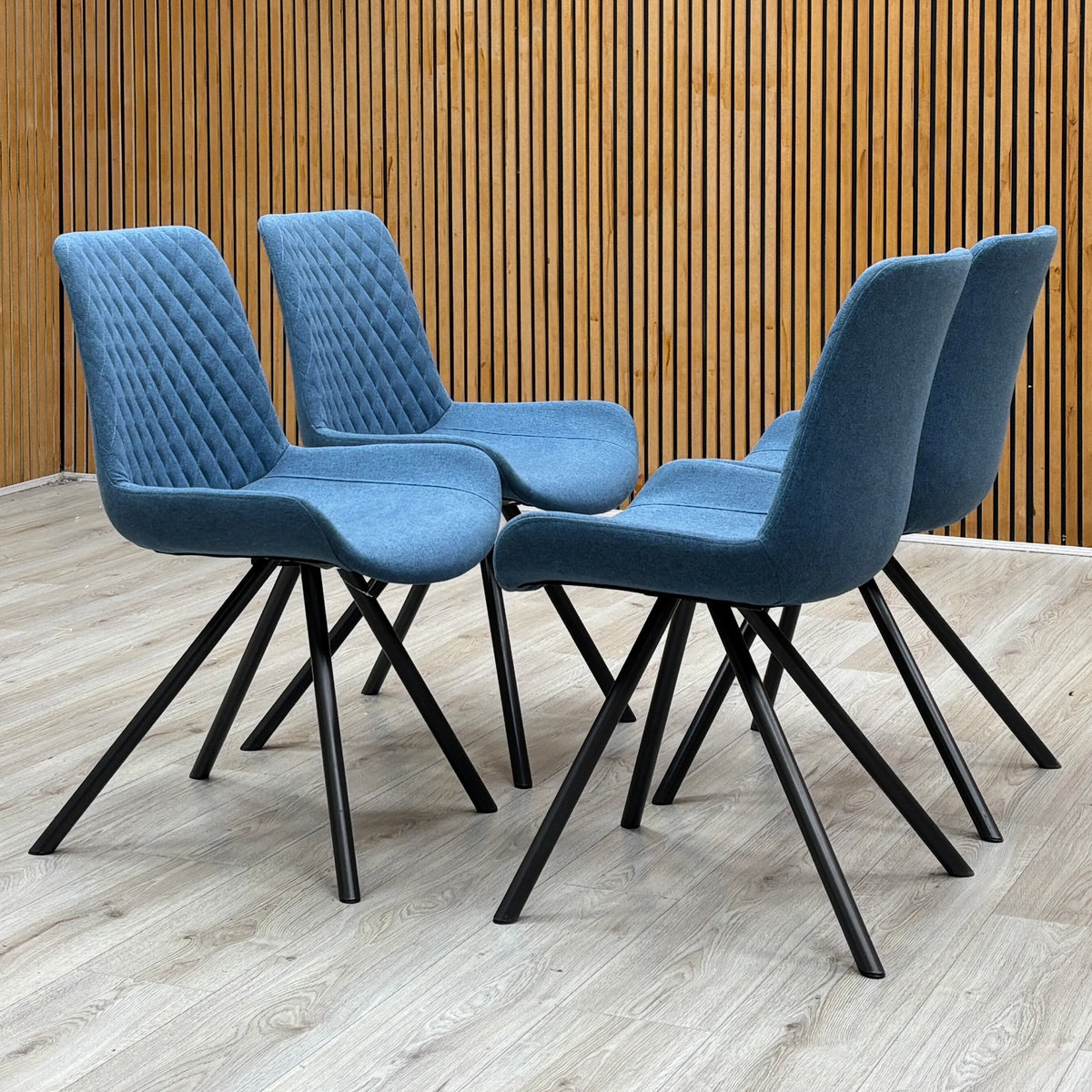 'Rocket' Mineral Blue Fabric Set of 4 Dining Chairs