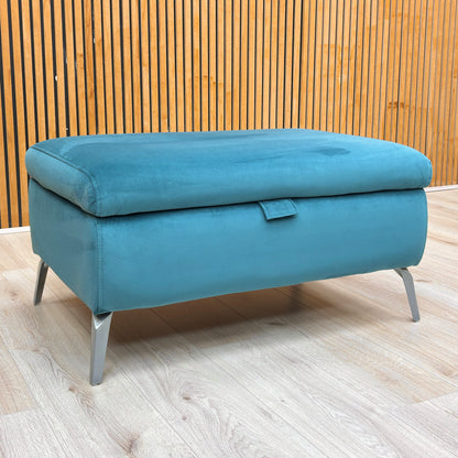 ‘Daytona’ 51003 Opulence Teal Velvet Storage Footstool