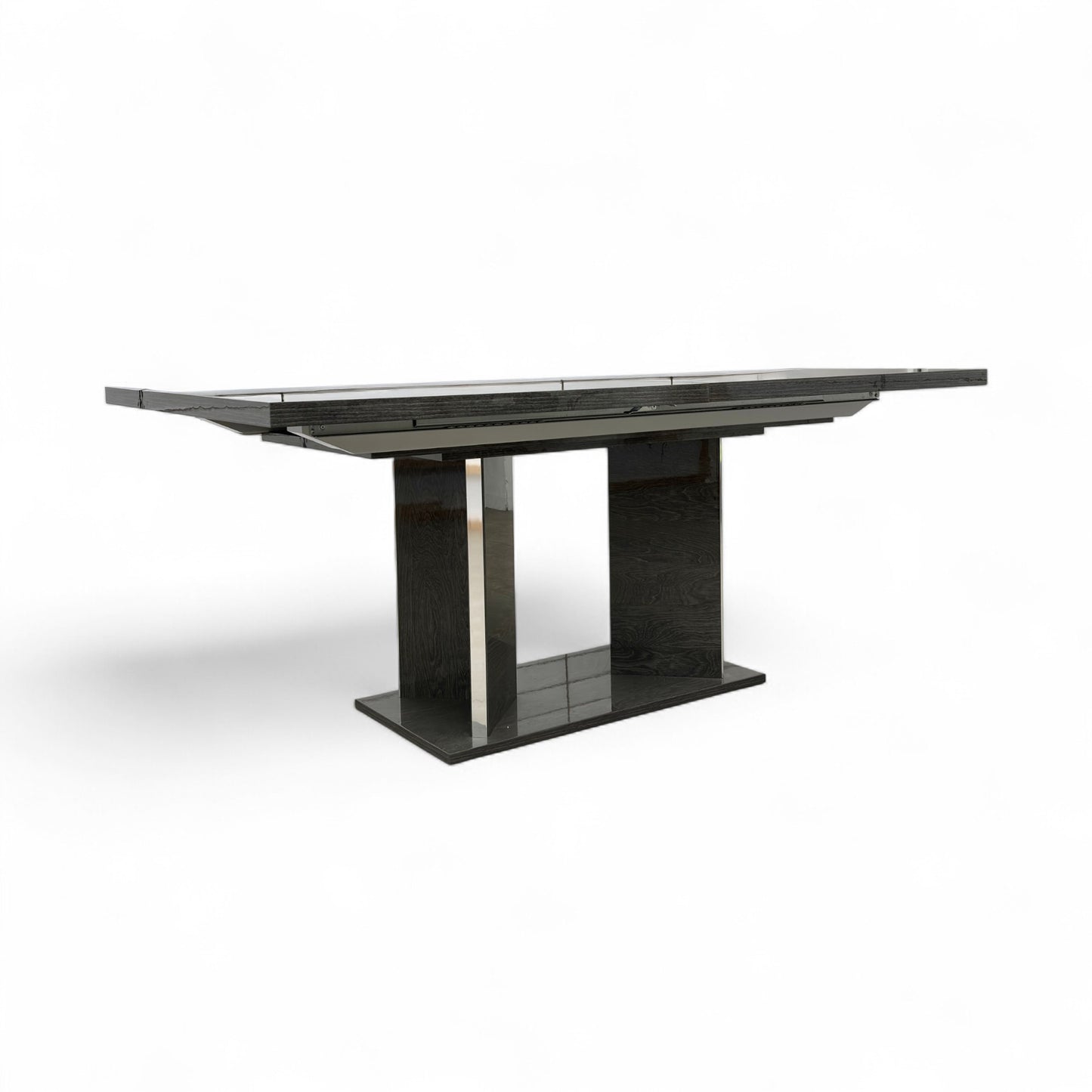 ‘Mia’ High-Gloss Dark Grey 180cm Large Extending Dining Table