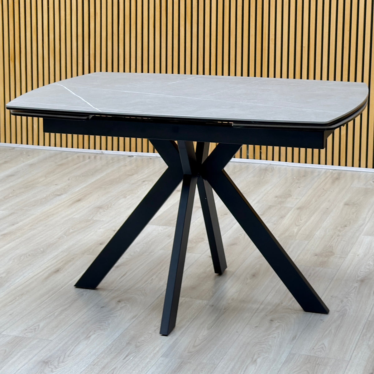 ‘Quattro’ Ash Grey Ceramic Top Extending Draw Leaf Table