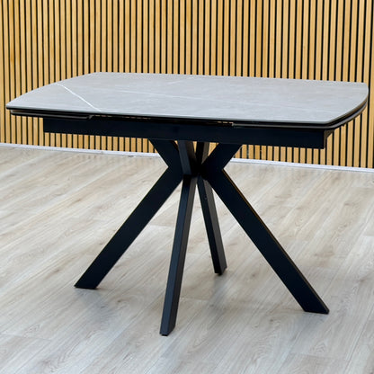 ‘Quattro’ Ash Grey Ceramic Top Extending Draw Leaf Table