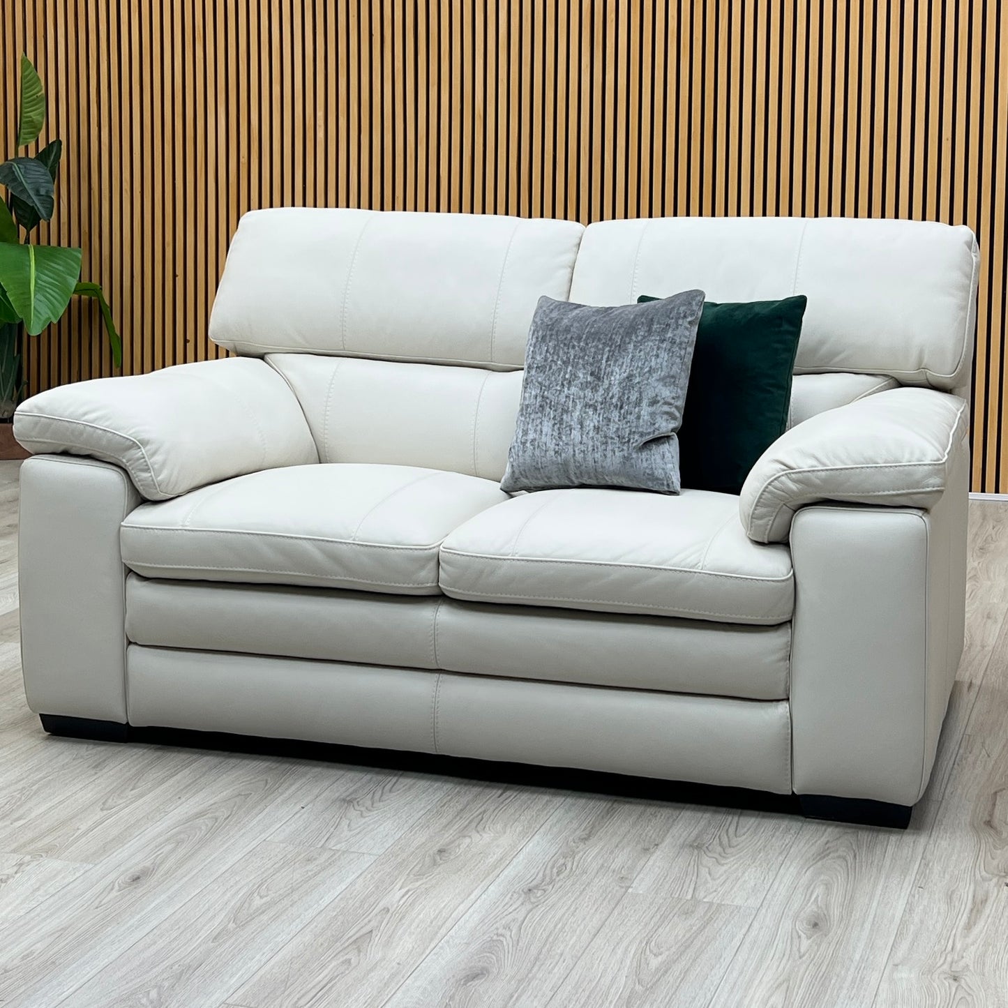 World of Leather 'Cozee' Nw-521e Frost White Pure Premium Leather 2 Seater Sofa