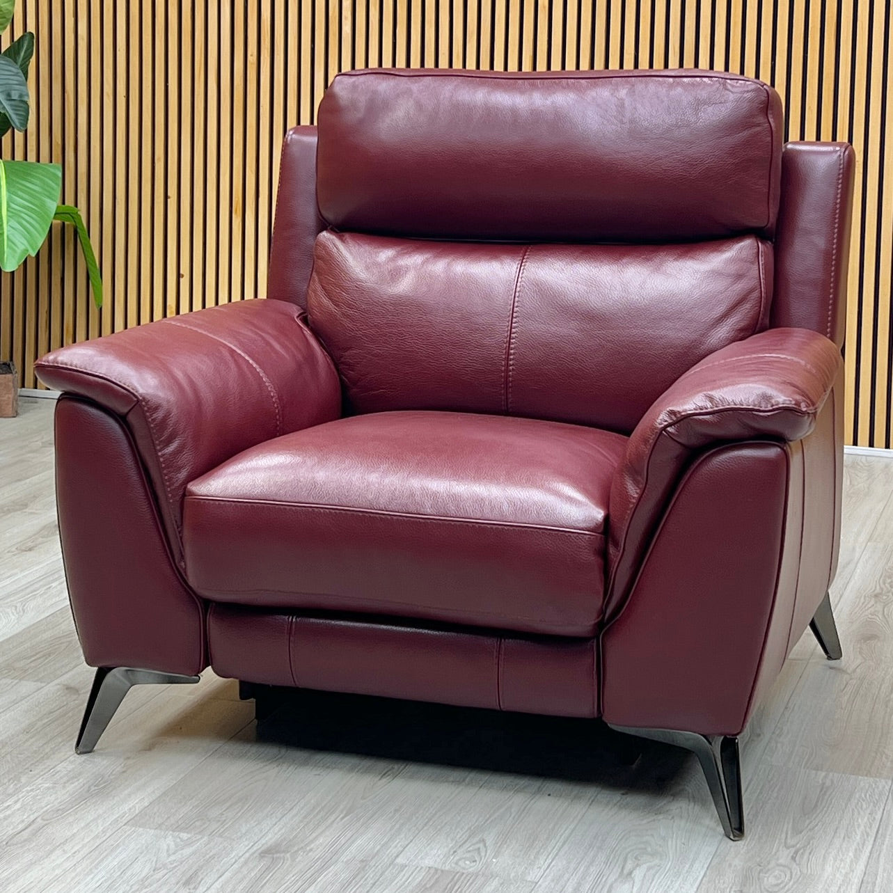 ‘Contempo’ Burgundy Red Leather Power Recliner Chair