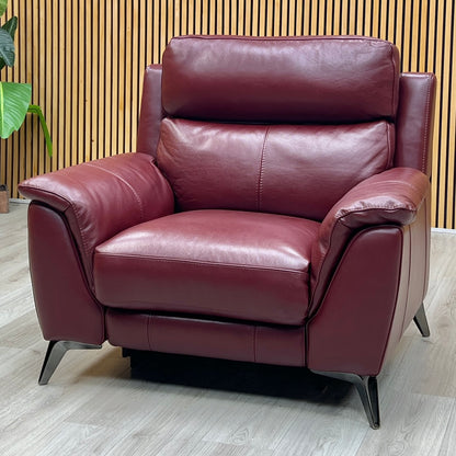 ‘Contempo’ Burgundy Red Leather Power Recliner Chair