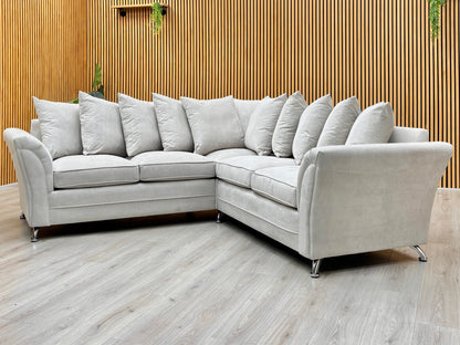 ‘Dury’ Natural Fabric Corner Group Scatter Back Sofa