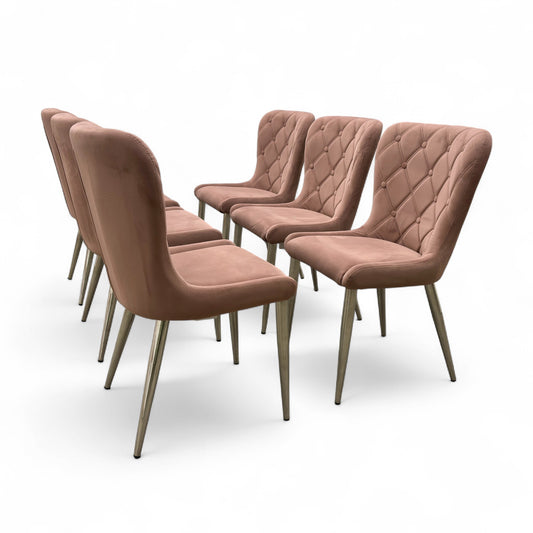 ‘Donnie’ Blush Pink Velvet Dining Chair - Set of 6