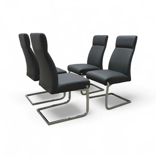 ‘Tokyo' Grey Faux Leather Cantilever Dining Chair - Set of 4