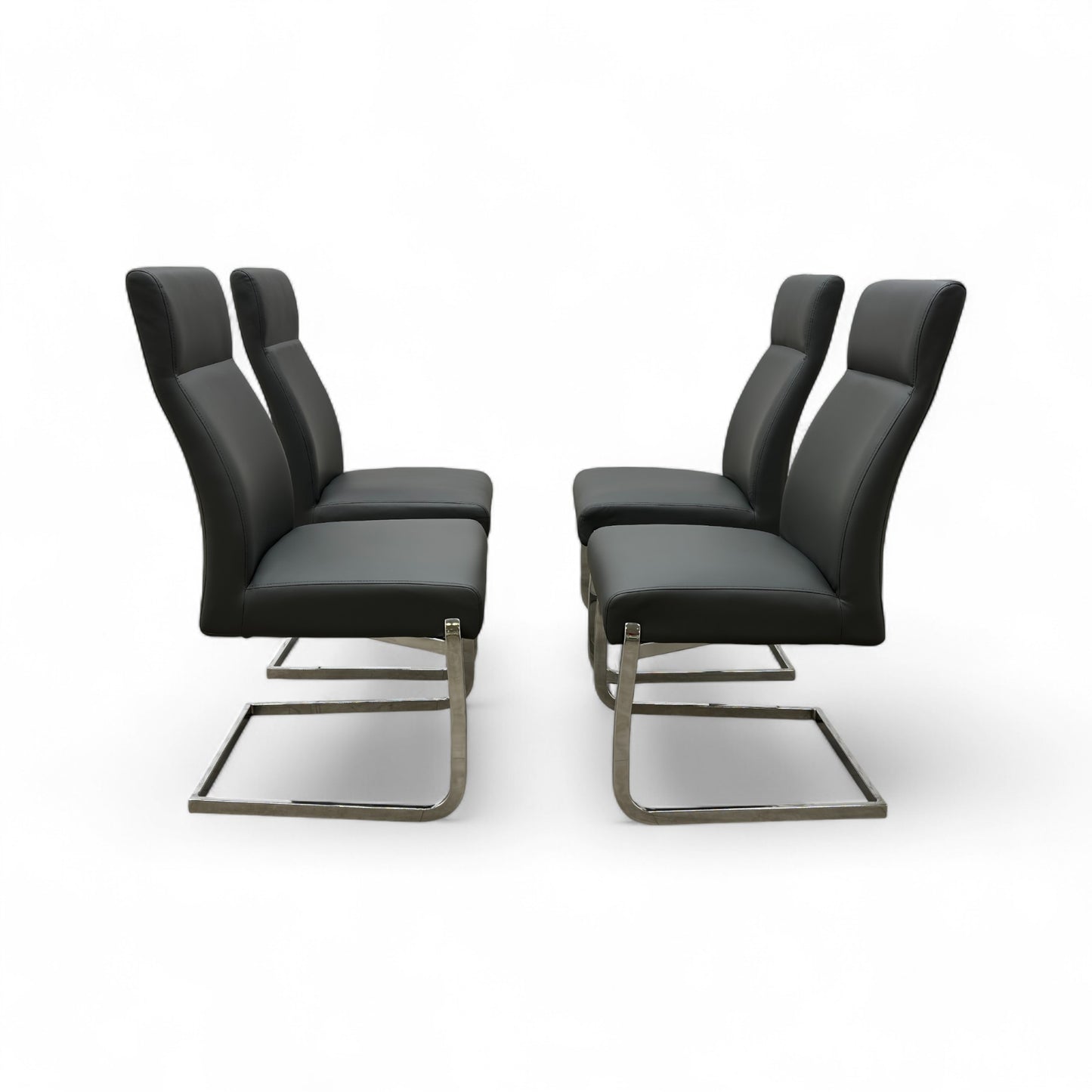 ‘Tokyo' Grey Faux Leather Cantilever Dining Chair - Set of 4