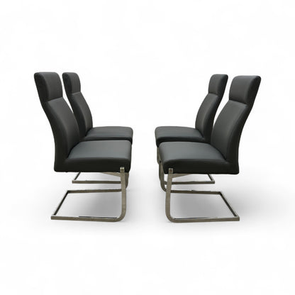 ‘Tokyo' Grey Faux Leather Cantilever Dining Chair - Set of 4