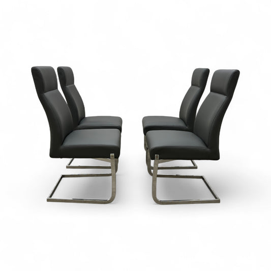 ‘Tokyo' Grey Faux Leather Cantilever Dining Chair - Set of 4