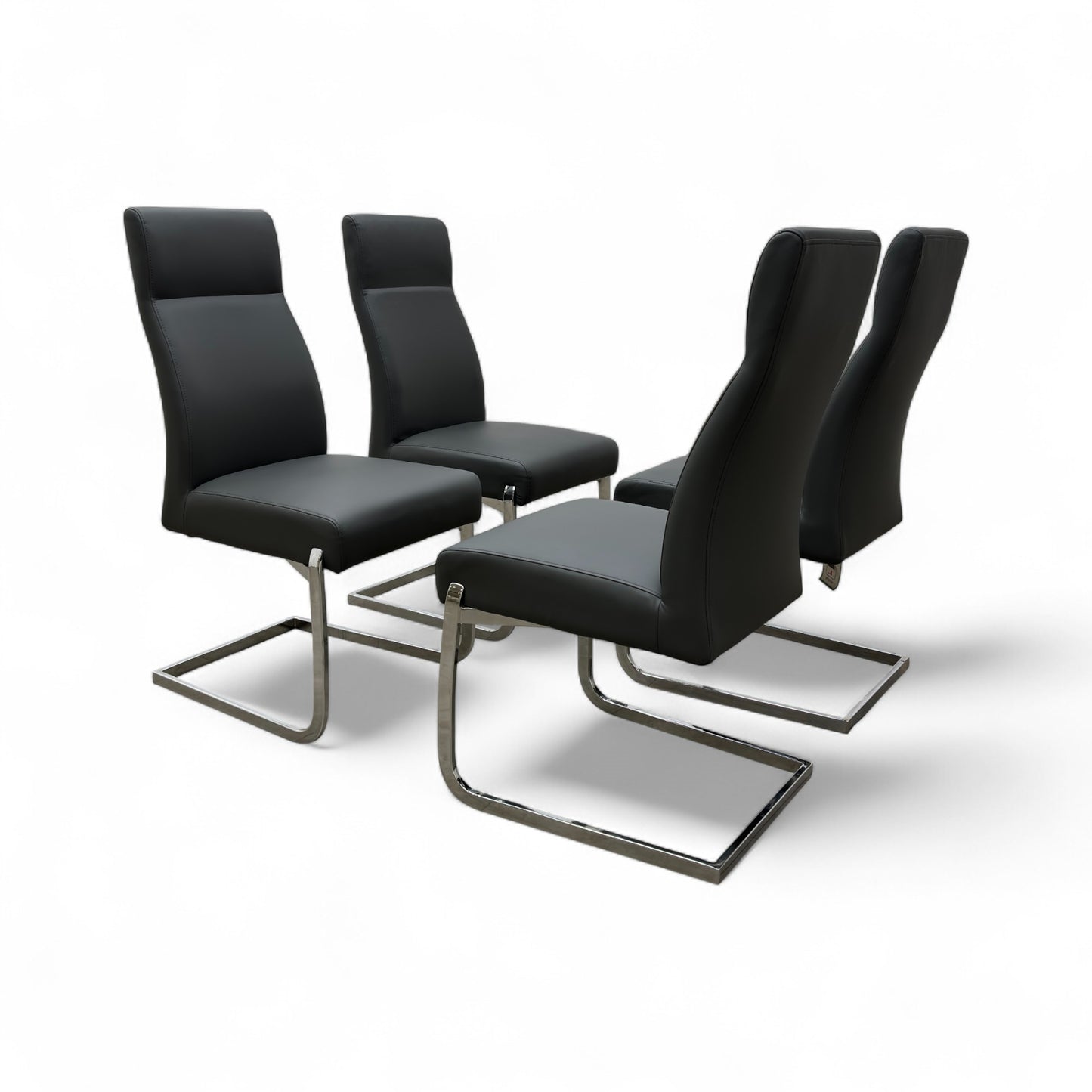 ‘Tokyo' Grey Faux Leather Cantilever Dining Chair - Set of 4