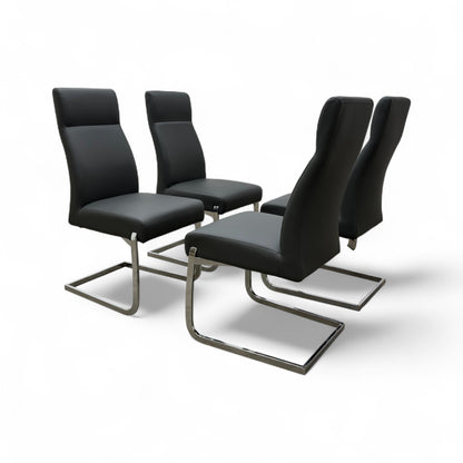 ‘Tokyo' Grey Faux Leather Cantilever Dining Chair - Set of 4