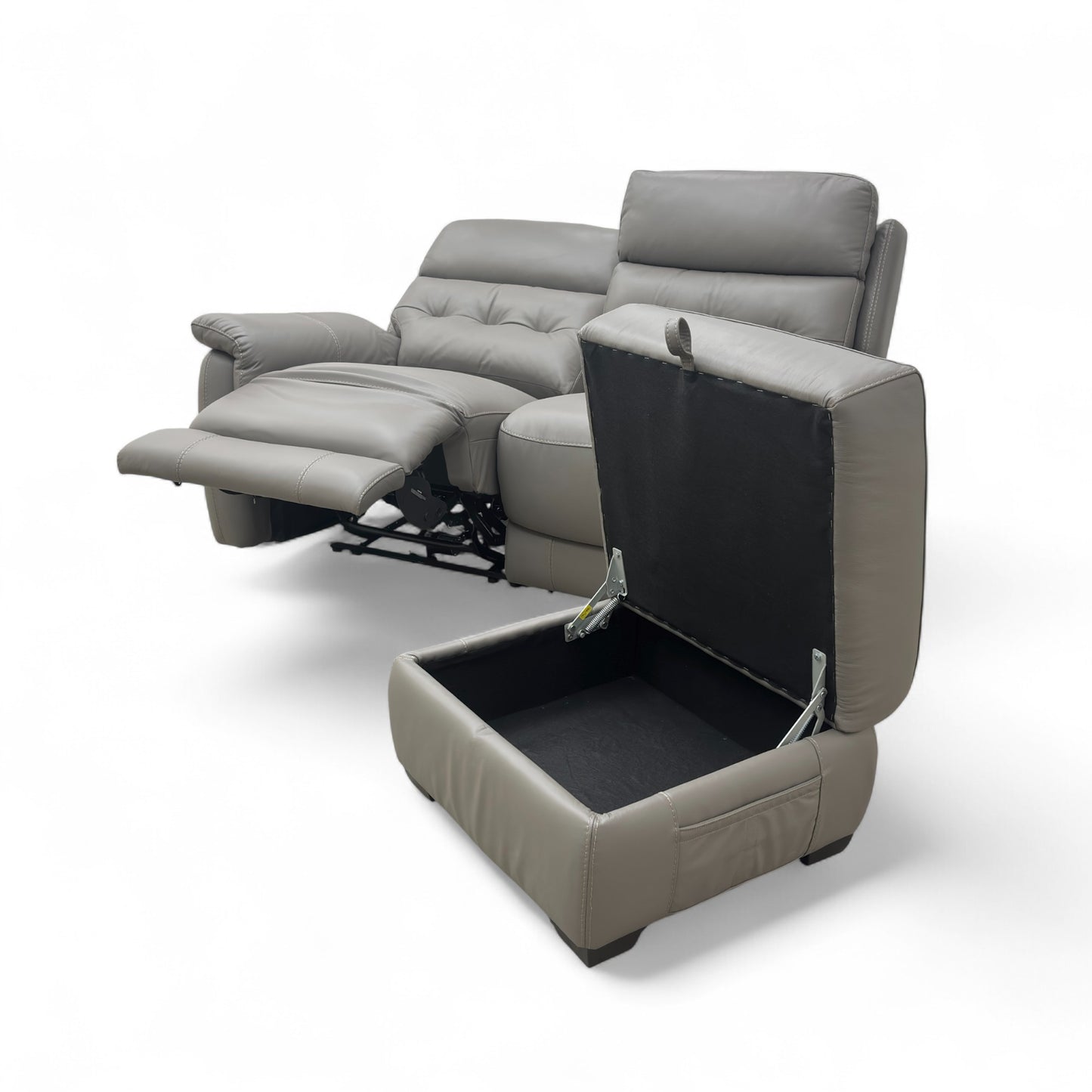 World of Leather ‘Springer’ Bv-042e Elephant Leather 2 Seater Power Recliner Sofa + Storage Footstool