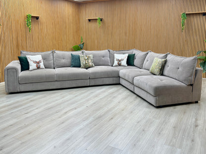 ‘Goliath’ Manhattan Nutmeg 58005 Fabric XL Open End Corner Sofa with Storage Arm