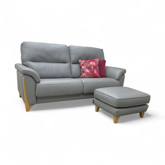 Ercol ‘Enna’ L956 Leather Large Sofa + Footstool