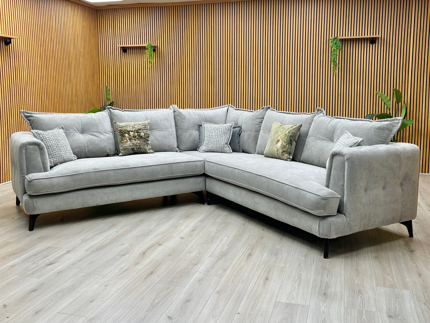 ‘Farrah’ Riga Silver - Zena Silver Dw Fabric Large Corner Sofa