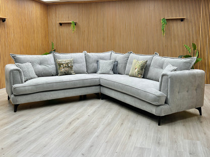 ‘Farrah’ Riga Silver - Zena Silver Dw Fabric Large Corner Sofa
