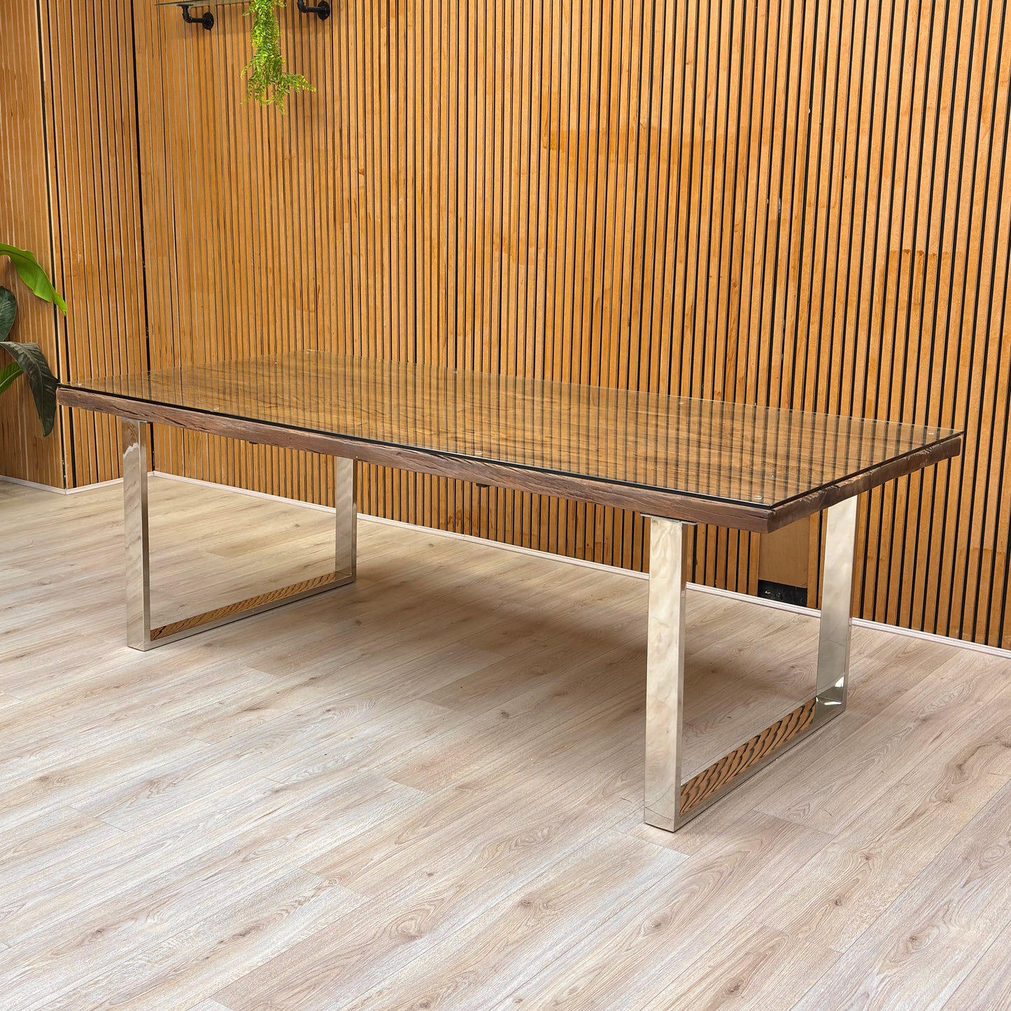 ‘Chennai’ Rustic Wood 220cm Dining Table with U-Shaped Legs