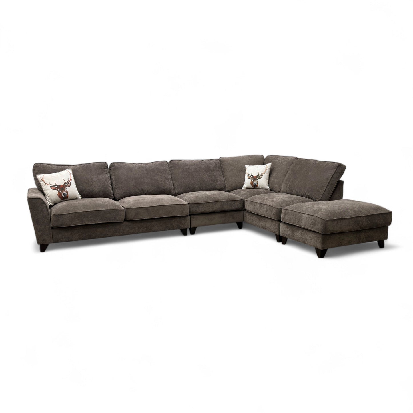 ‘Legend’ Kingston Nutmeg Classic Back Fabric Right Hand Facing Open End Corner Sofa + Armless Unit