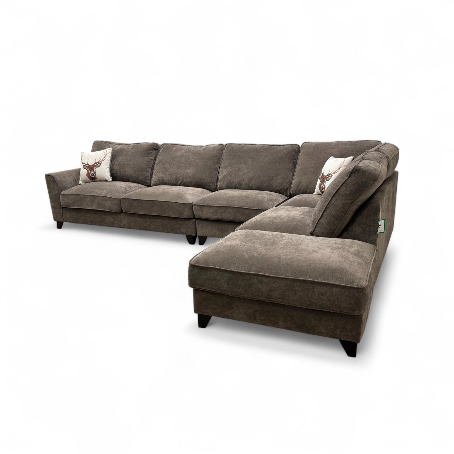 ‘Legend’ Kingston Nutmeg Classic Back Fabric Right Hand Facing Open End Corner Sofa + Armless Unit