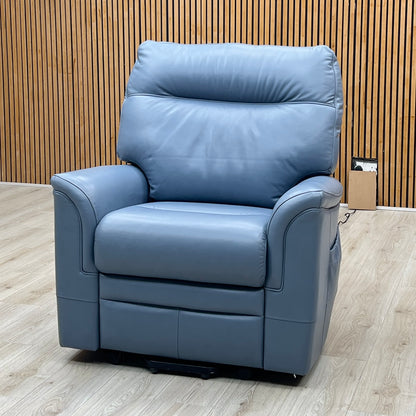 G Plan ‘Malvern’ L857 Cambridge Sky Blue Leather Small Rise and Recliner Chair